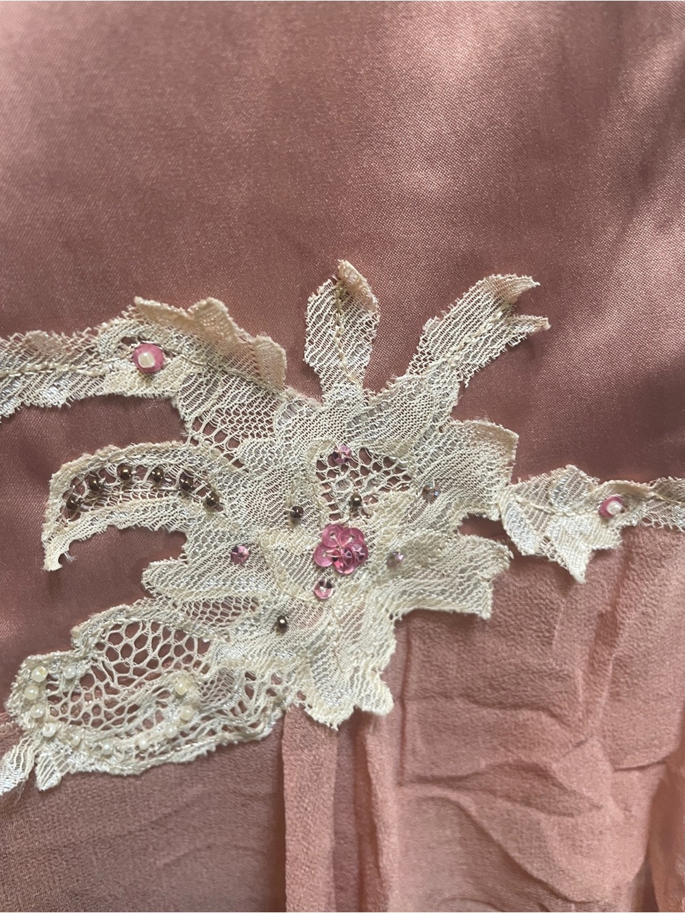 Mandalay Dusty Rose Embroidered Satin Skirt - Picture 3 of 7